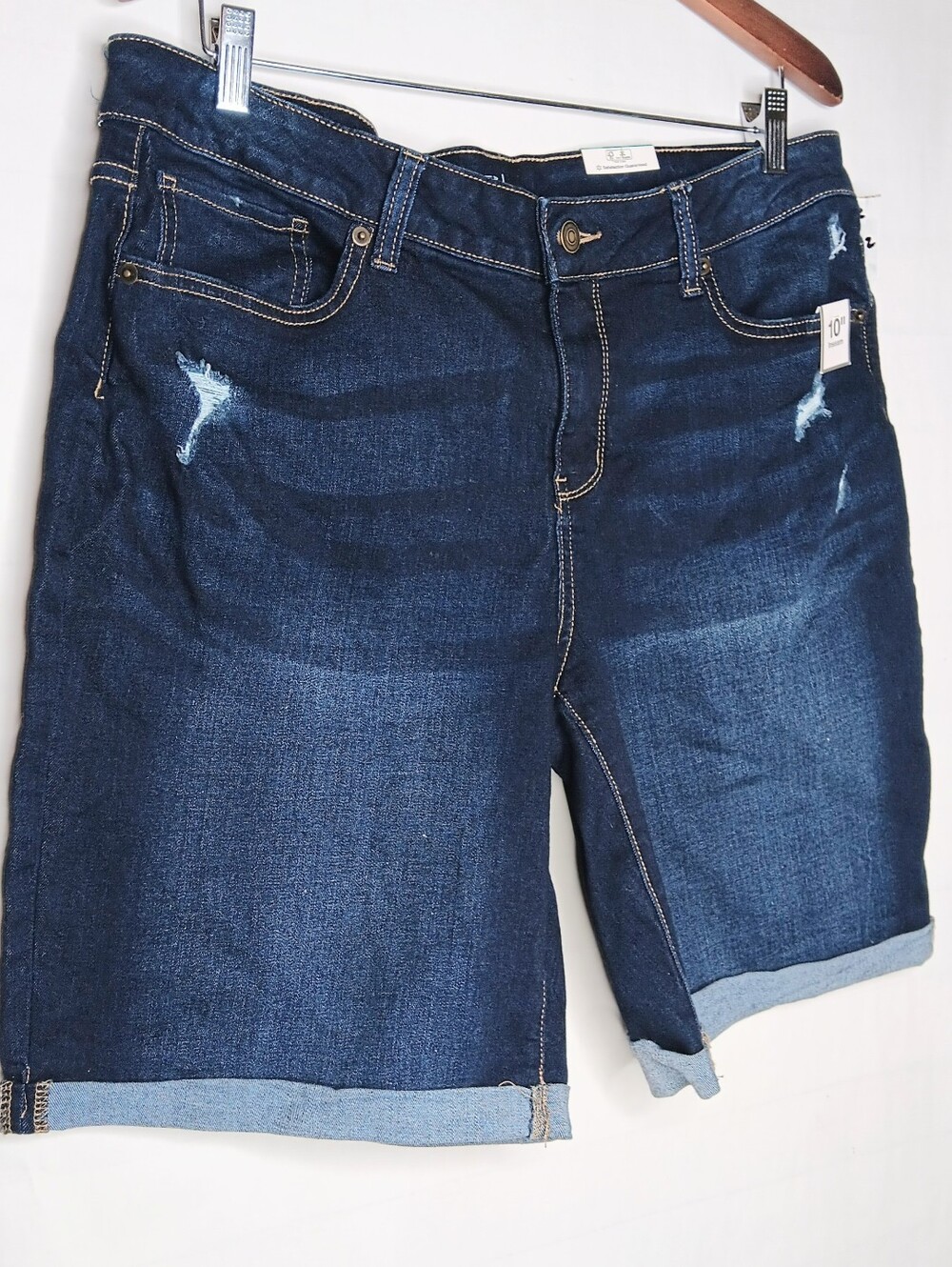 Time And Tru 16 Mid Rise Shorts NWT Women's Dark Wash Stretch Denim